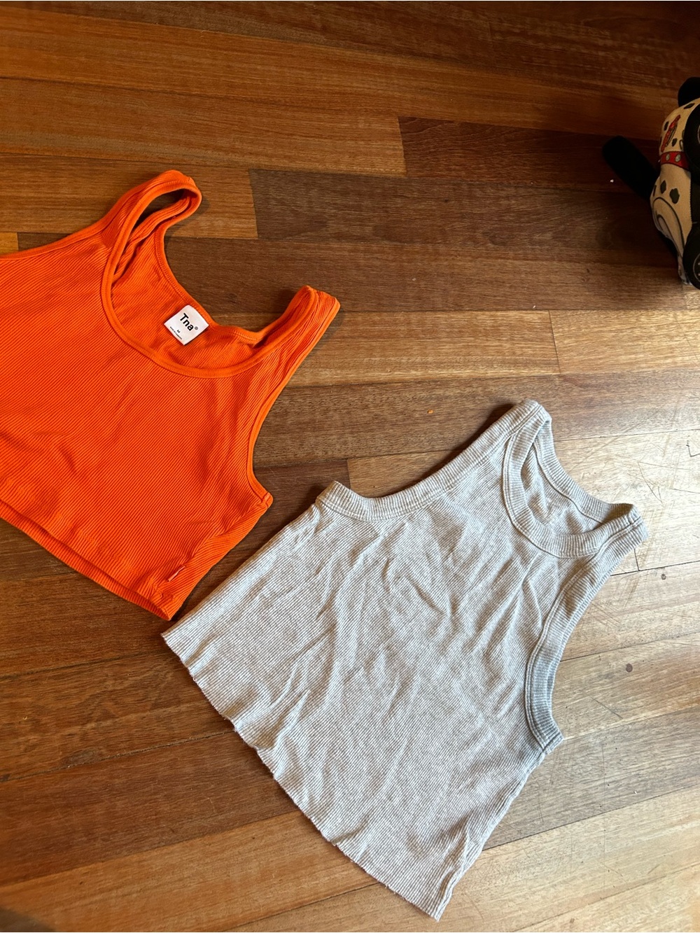 Two-Pack Women’s Cropped Tank Tops - Orange & Light Gray